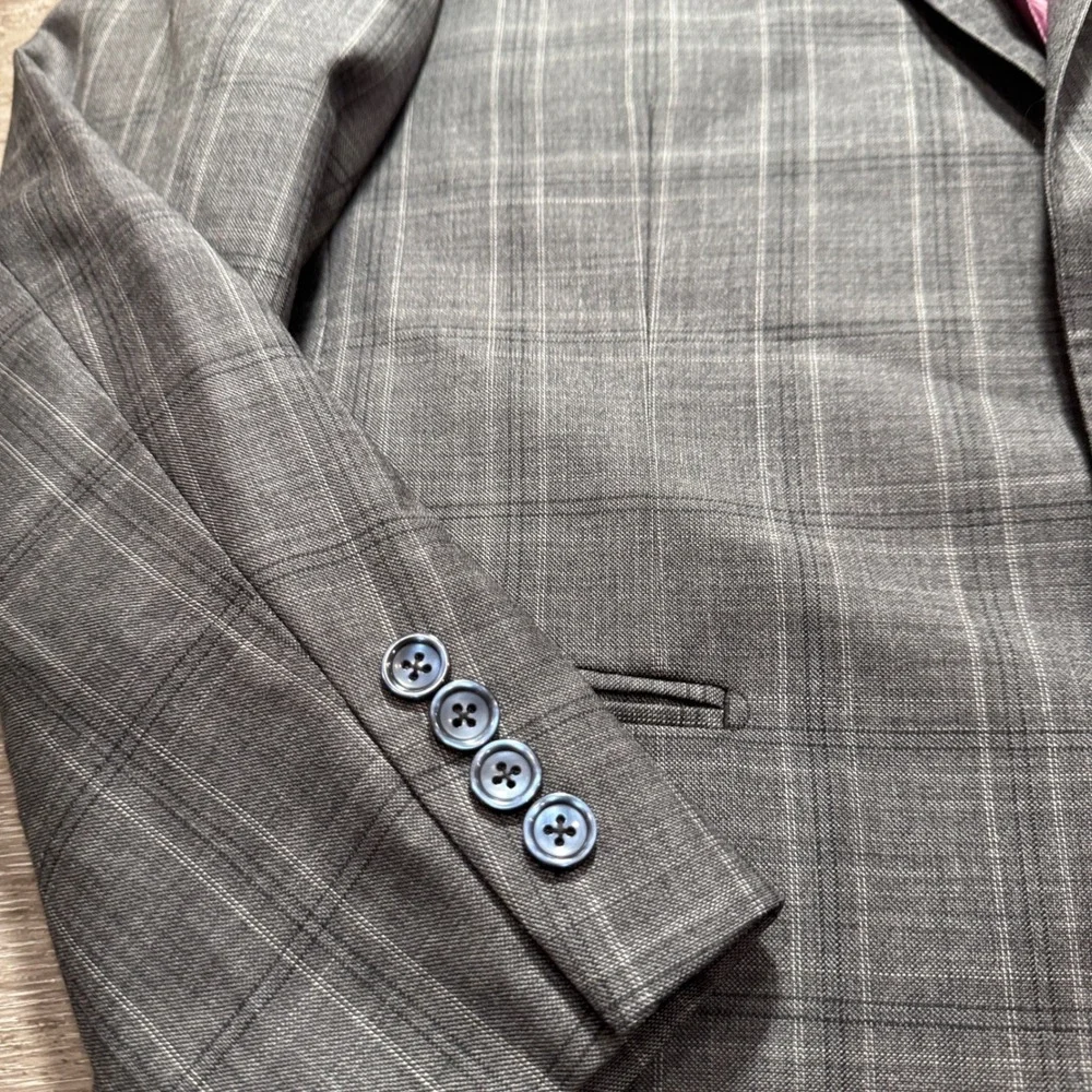 Zanetti Porto Blazer Men 42S Gray Plaid Wool Lanificio Di Biella Luxury Coat